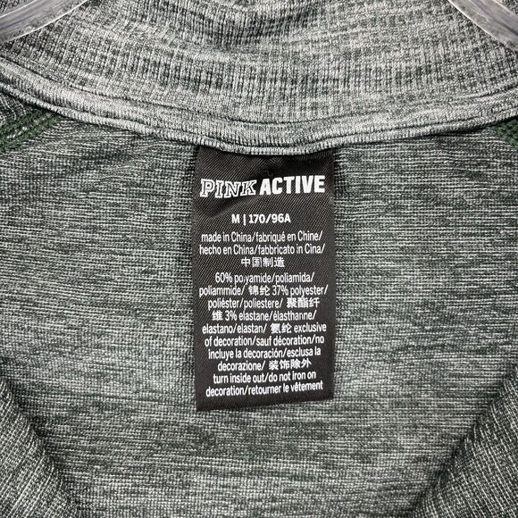 Victoria's Secret PINK Active Pullover Womens Medium Green Gray Heather Half Zip - Picture 9 of 16